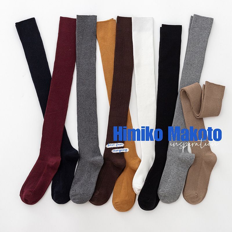 风精梳棉黑白过膝韩版潮长筒日系JK洛丽塔袜子女大腿袜子12.9Wind-combed Cotton Black and White Over-the-knee Korean Trend Long-tu