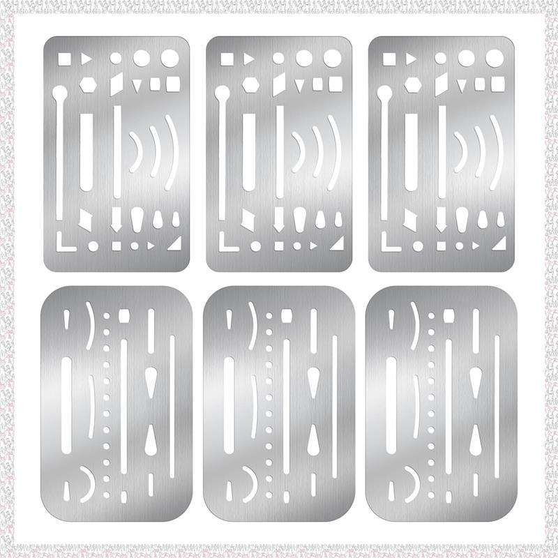 [deeammber.ph] 6 ชิ้น 2 รูปแบบสแตนเลส Eraser Shield ยางลบแม่แบบวาดโล่เครื่องมือร่าง