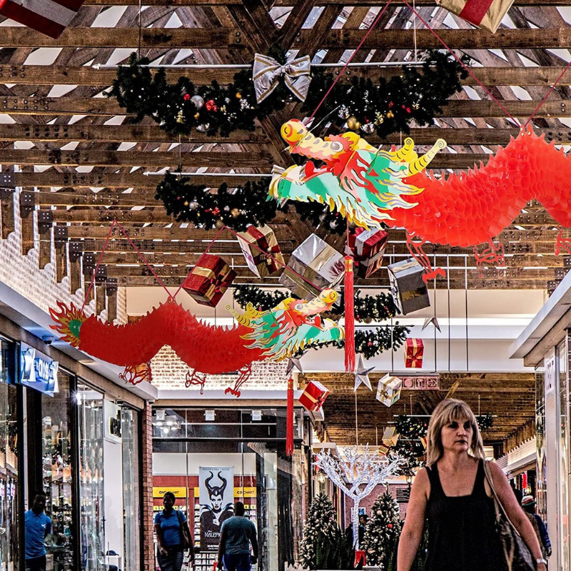 3D มังกรจีน โคมไฟกระดาษรูปมังกรสไตล์จีน Red Dragon ตรุษจีน แขวนตกแต่ง โคมมังกรจีน กันน้ำ กันแดด - รูปที่ 5