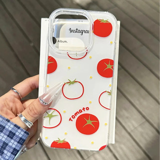 ขี้เล่นสีแดงมะเขือเทศสีเขียว Stem เคสโทรศัพท์สําหรับ iPhone 17 11 13 14 15 16 12 PRO MAX 17 PRO MAX ขอบนุ่มฮาร์ดปกหลังป้องกันสีเหลือง