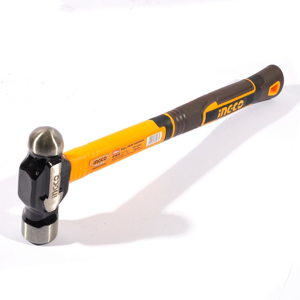 INGCO ค้อนหัวกลม ด้ามไฟเบอร์ 24 ออนซ์ (660 กรัม) รุ่น HBPH81024 ทำจากCarbon Steel มีความแน่น แข็งแรง ทนความร้อน (อิงโก้)