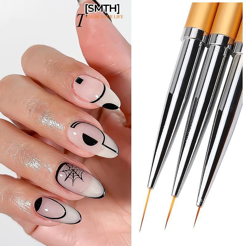 [SMTH] 3pcs French Stripe Nail Art Liner Brush Set 3D Tips Liner DIY Drawing Pen Uv Gel Brushes Pain