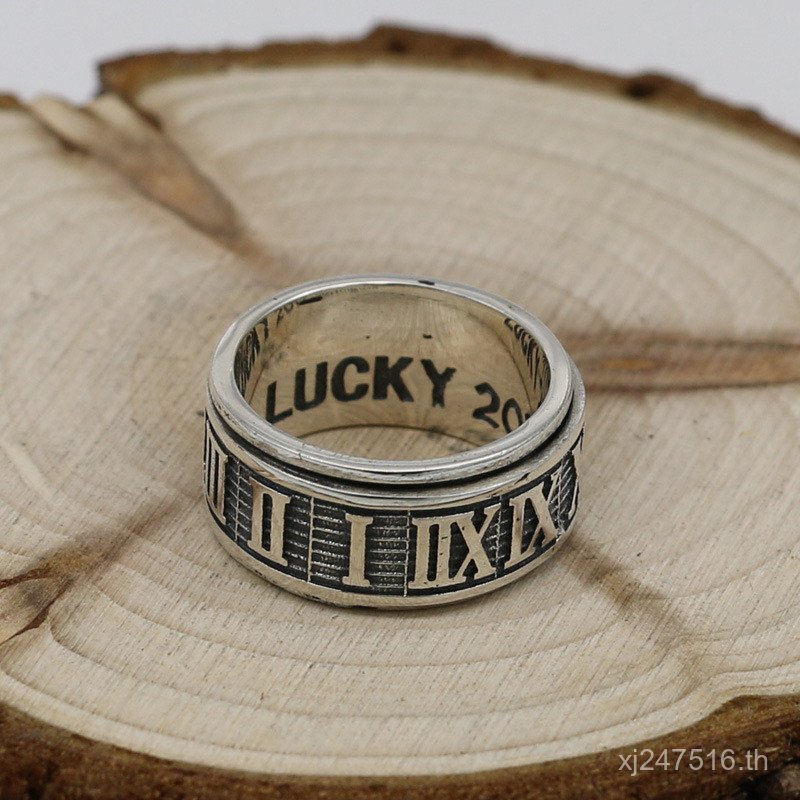 แหวนเงินสเตอร์ลิงสไตล์ Hip-Hop และ Punk แบบหมุนได้ QLS8