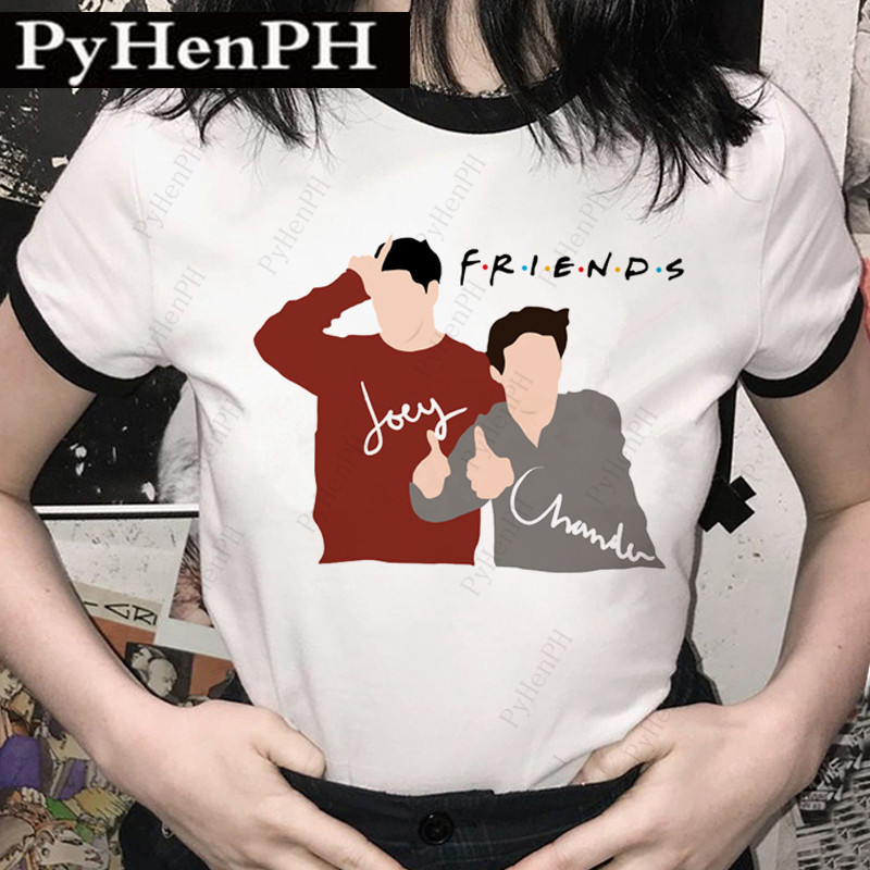 COD 2026Friends T เสื้อ 2021 สไตล์ใหม่ Old Friends พิมพ์เสื้อยืดผู้หญิงแฟชั่น Contrast สีดํา Trim แข