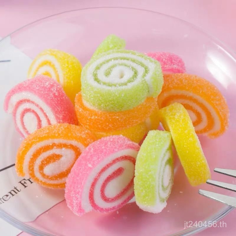 Jin Sandwich Sandwich Gummy Gummy Candy Candy Gummy Gummy รสผลไม้ 5 Rainbow Circle Egg Roll ZKMV