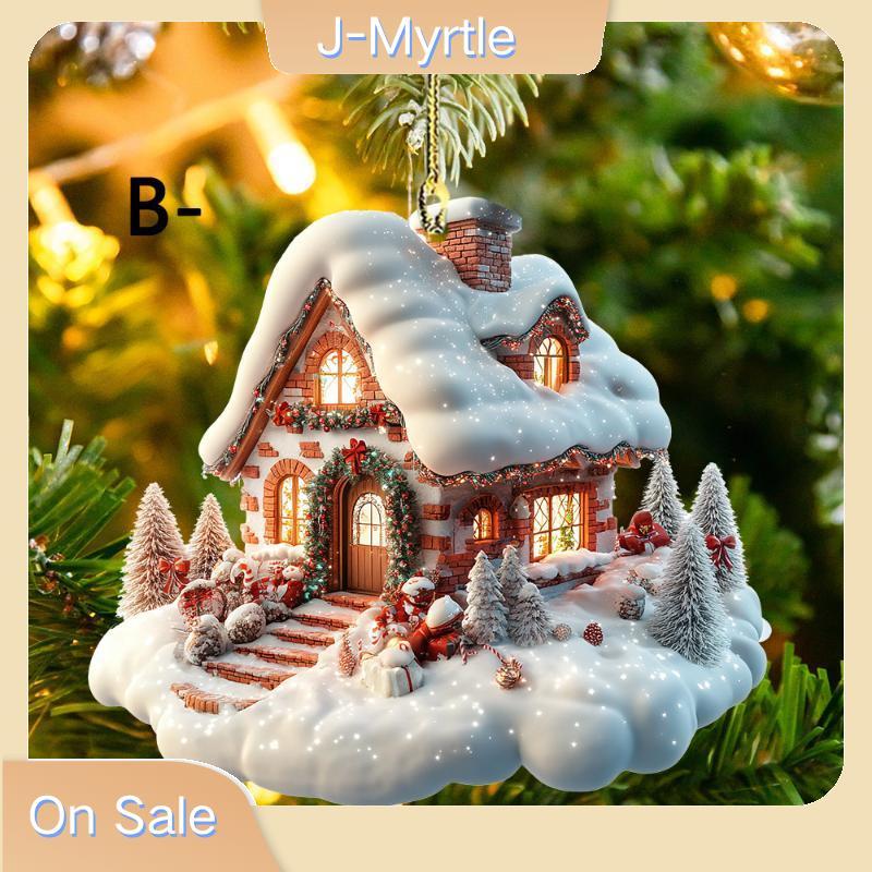 J-Myrtle Snow House ต้นคริสต์มาสแขวนเครื่องประดับตกแต่งปาร์ตี้วันหยุดสําหรับจี้ต้นคริสต์มาส 2D อะคริ
