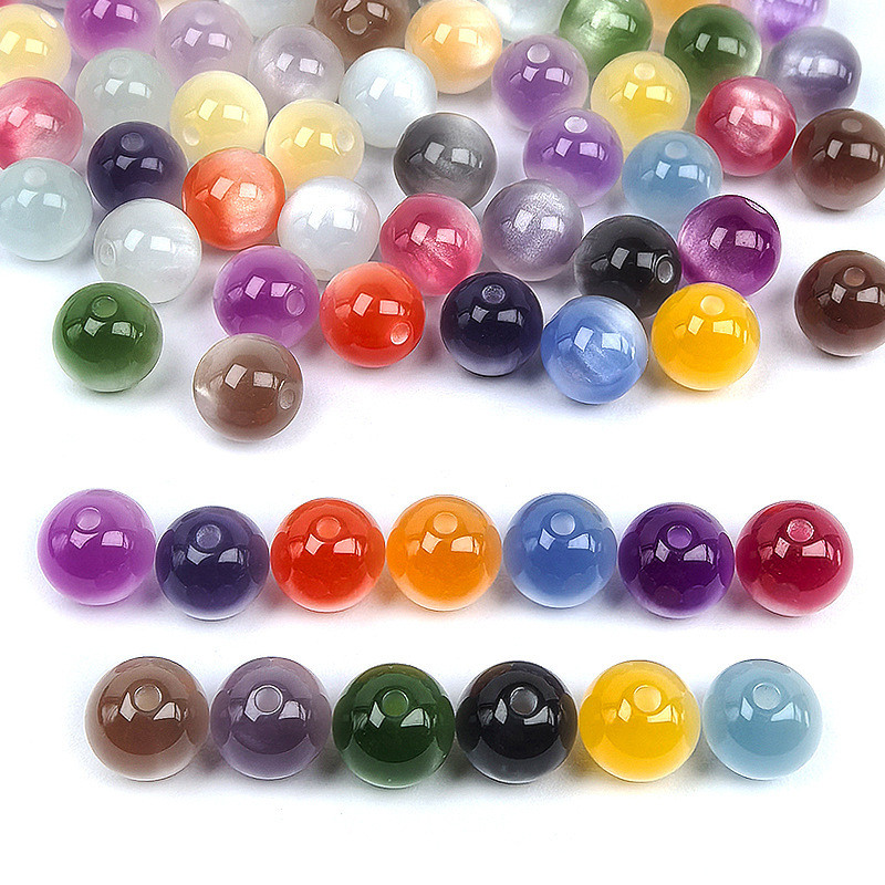 8mm10mm ลูกปัดอัลตราไวโอเลตเปลี่ยนสีเรซิ่นลูกปัดสร้อยข้อมือ Cats Eye ลูกปัดลูกปัดหลวมเครื่องประดับ 8