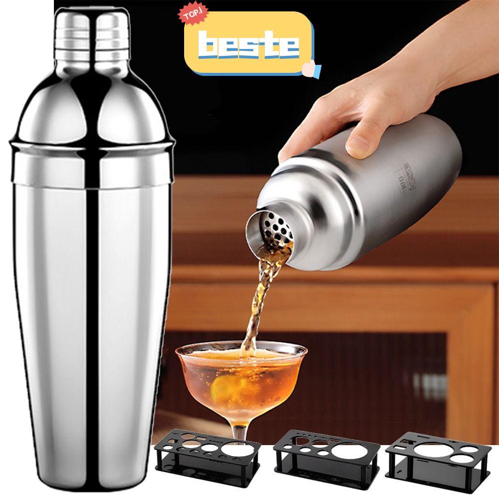 BESTE เครื่องผสมค็อกเทล, 550/750ML Silver Hand Drink Mixer, Multi-functional Rack สแตนเลส Jigger Mar