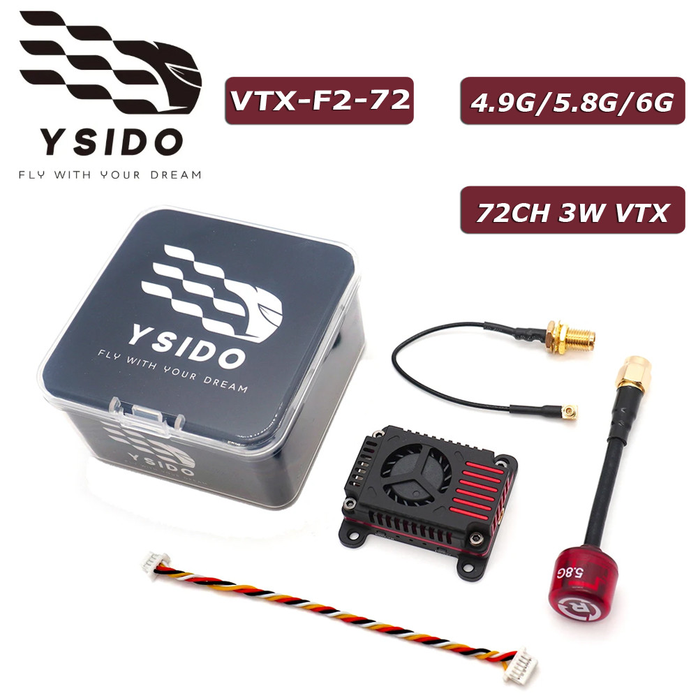 YSIDO VTX-F2-72 5.8G 3W VTX 4.9G-6G พลังงานสูง 72CH VTX เครื่องส่งสัญญาณวิดีโอ w/ 5.8G 72 มม.เสาอากา