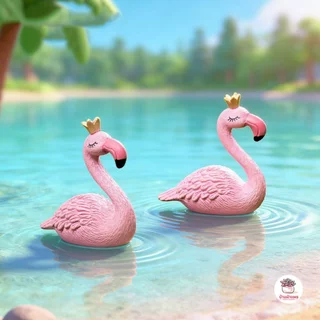 ฟลามิงโก [ เซต 2 ชิ้น ] ตุ๊กตาจิ๋ว โมเดลจิ๋ว แต่งสวน จัดสวนถาด