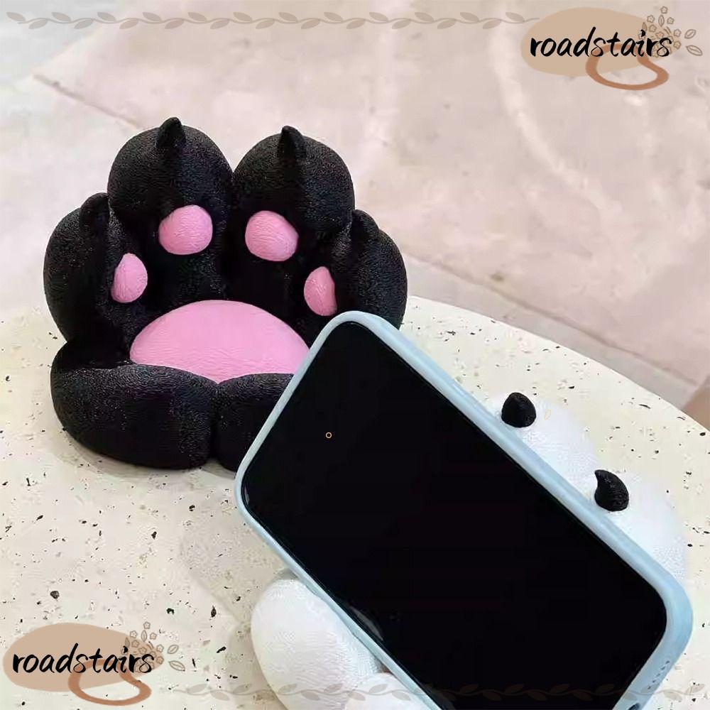 ROADSTAIRS Cat Pad ที่วางโทรศัพท์,เดสก์ท็อปตกแต่งตลก Claw ที่วางโทรศัพท์,น่ารักพิมพ์ทนทานขาตั้งโทรศัพท์สําหรับ Desktop Organizer