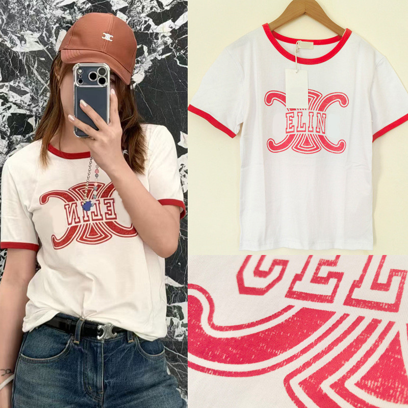 C.E# New Home Alphabet Logo Printed Short Sleeve T Casual, fashionable, versatile women's base shirt