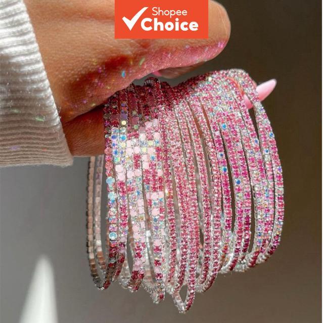 Ice Diamond สร้อยข้อมือยืด 6 แพ็คสําหรับผู้หญิงเครื่องประดับแฟชั่นสีสันสดใส
