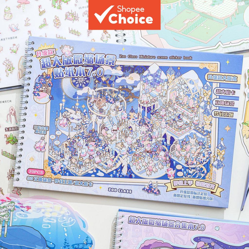 สติ๊กเกอร์น่ารัก Dreamy 3D Miniature Scene Book 7.0 สําหรับไดอารี่บรรเทาความเครียด DIY