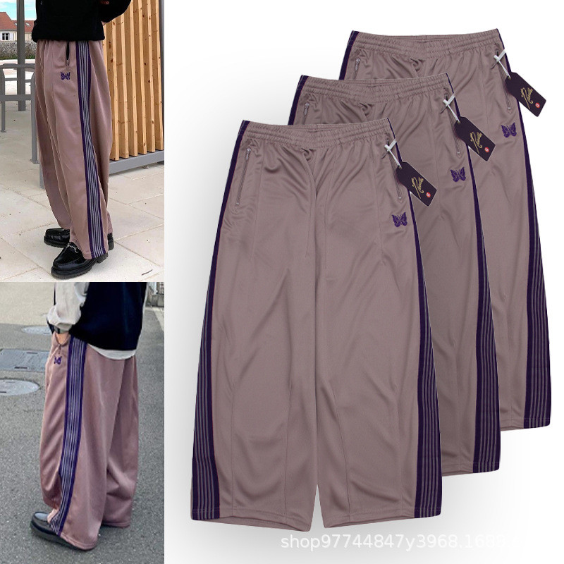 Needles track Track Butterfly Embroidered Straight-Leg Pants os Loose-fit casual sports wide-leg pan