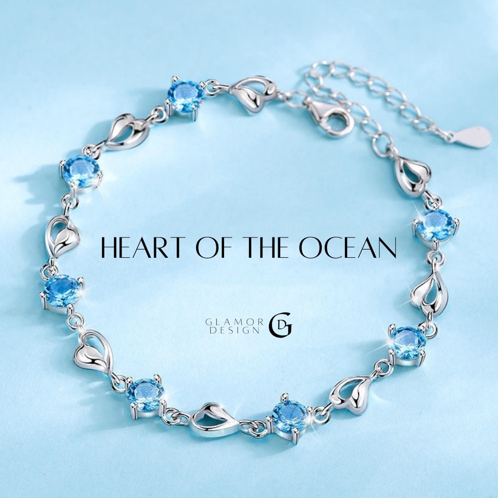 GLAMOR✨กําไลข้อมือผู้หญิง HEART OF OCEAN สร้อยข้อมือผู้หญิง กําไลข้อมือประดับเพชร กำไลข้อมือเงิน925 S038