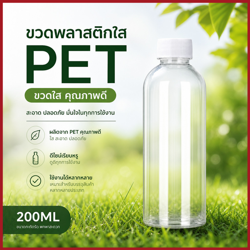 ขวดพลาสติก PET ใสไม่มีลาย พร้อมฝา ขนาดเล็ก 15ml-200ml สินค้าพร้อมส่ง