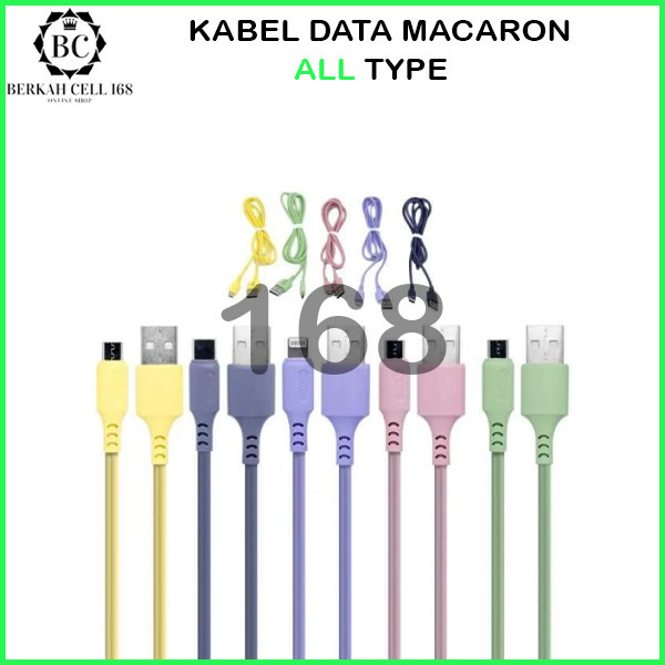 สาย DATA CABLE - ALL TYPE - MACAROON DATA CABLE - สีสุ่ม - berkahcell