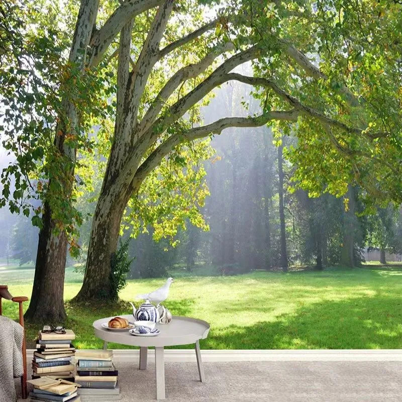Forest-style wallpaper,internet-famous live streaming backdrop cloth,3D stereo murals,new wall hangi