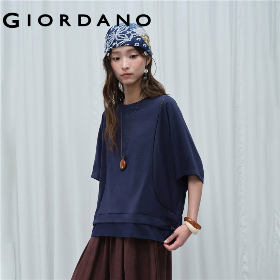 GIORDANO WOMEN Women Stitched T-Shirt 18326223