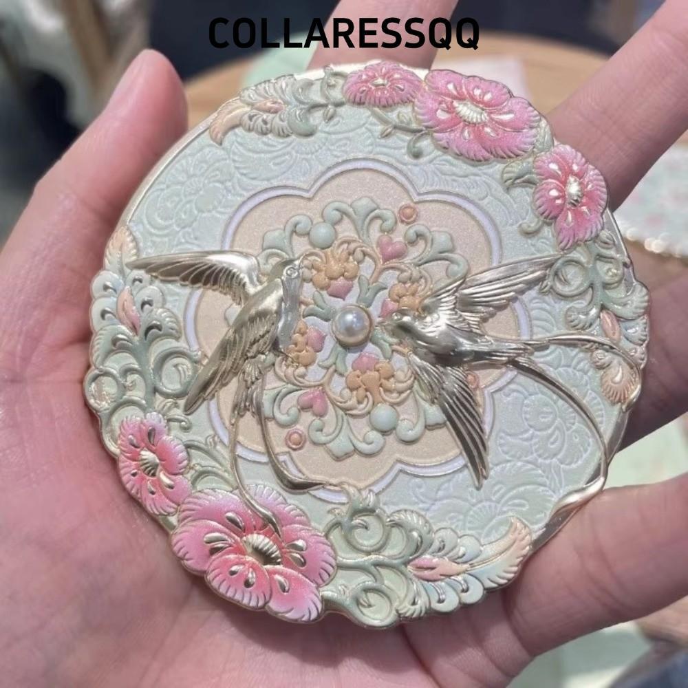 COLLATRESSQQ เครื่องมือเครื่องสําอาง, กระจกขนาดเล็กแบบพกพาสไตล์จีน, แฟชั่น Peony Delicate Flower Vintage Pocket Make-up Mirror ของขวัญ