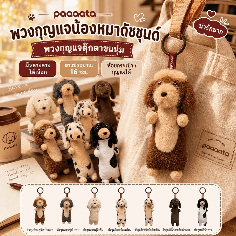 【PPXD】 พวงกุญแจขนนุ่มหมาเดชชุนด์ Paaaata จี้ห้อยกระเป๋า น่ารัก ของแต่งกระเป๋า เป้สะพายหลัง ของขวัญ ของขวัญคริสต์มาส