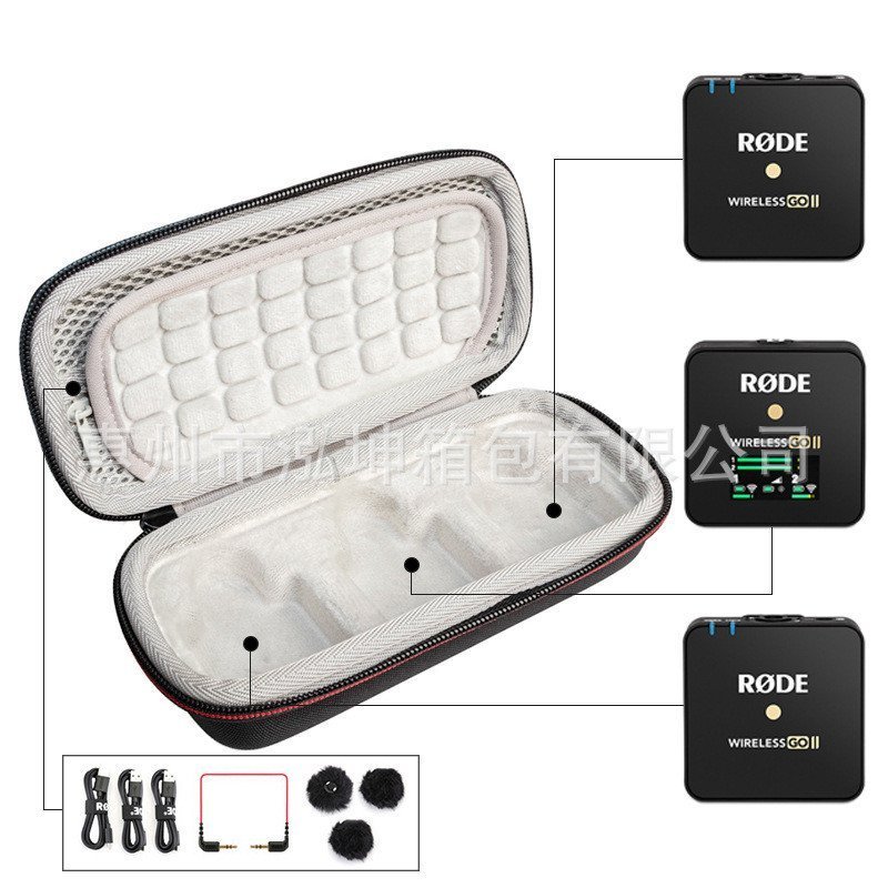 เหมาะสําหรับ RODE RODE Wireless Go II รุ่นที่สองหนึ่งสําหรับสองถุงเก็บไมโครโฟนกล่องป้องกันผึ้งน้อย