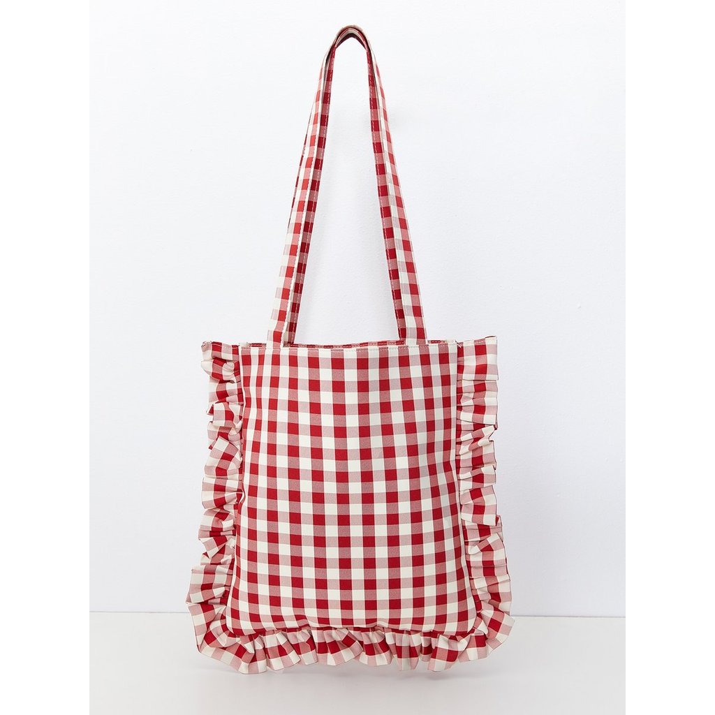 [Pomelo] กระเป๋าโท้ทลายตารางหมากรุก / Checkered Ruffle Tote
