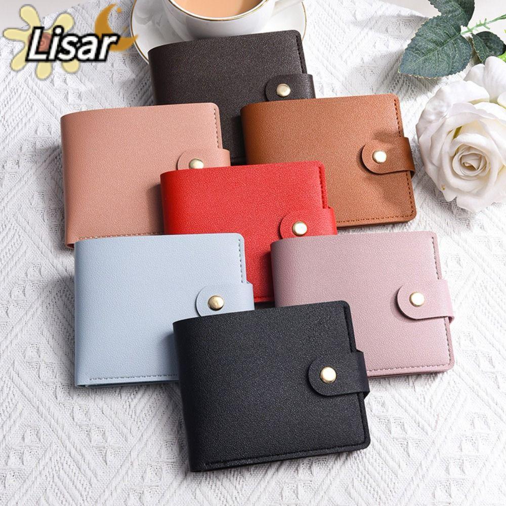 LISAR Mini Wallet, Multi-card Bit PU Leather Card Holder Clip, Multifunctional Solid Color Coin Purs