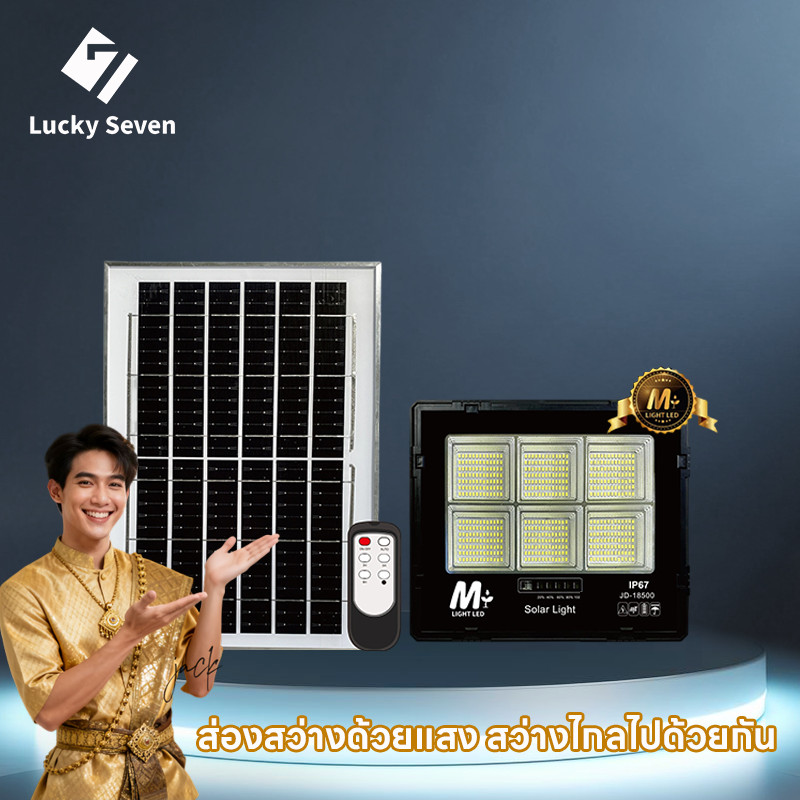 ไฟสปอร์ตไลท์ 1000W /1500W พลังงานแสงอาทิตย์ แสงขาว/เหลือง กันน้ำ IP67 ไฟฉุกเฉินพลังงานแสงอาทิตย์