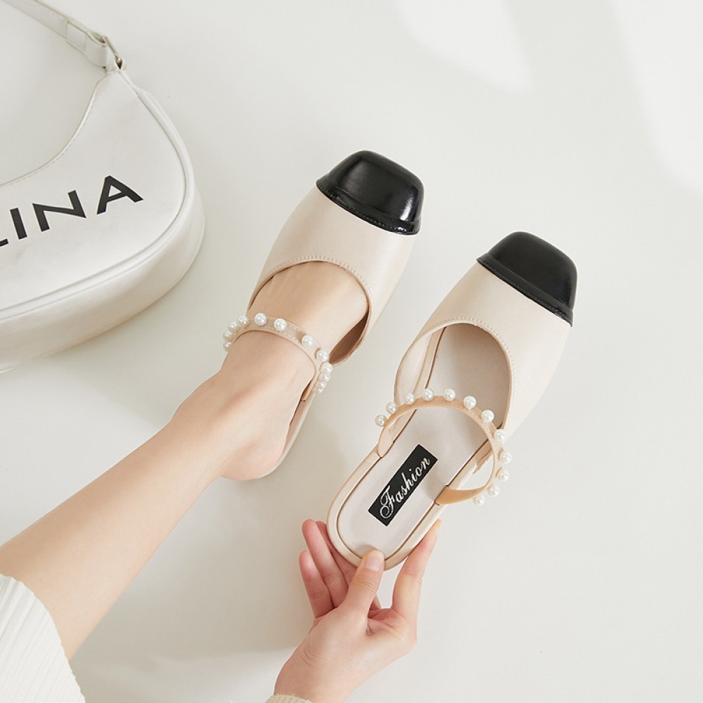 Ljs2023 รองเท้าแตะมุกฤดูร้อนรองเท้าแตะลําลองผู้หญิง Pearl Black GT 36 Shop Lzboi 16 th ✨b_april405.t