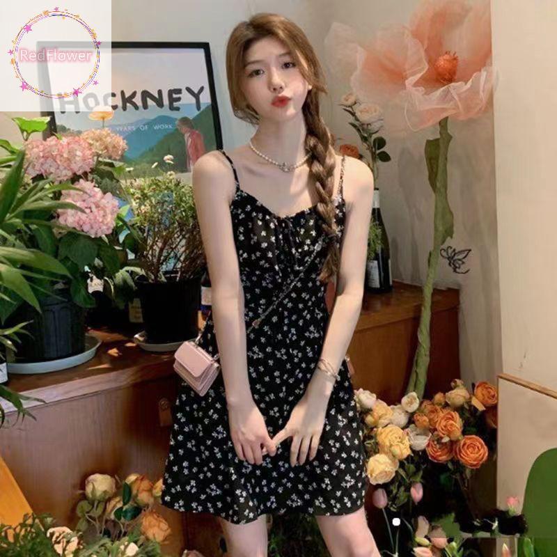 RedFlower Vintage ชีฟองดอกไม้ชุดผู้หญิงฤดูร้อนแขนกุดทุกวันชุด TH