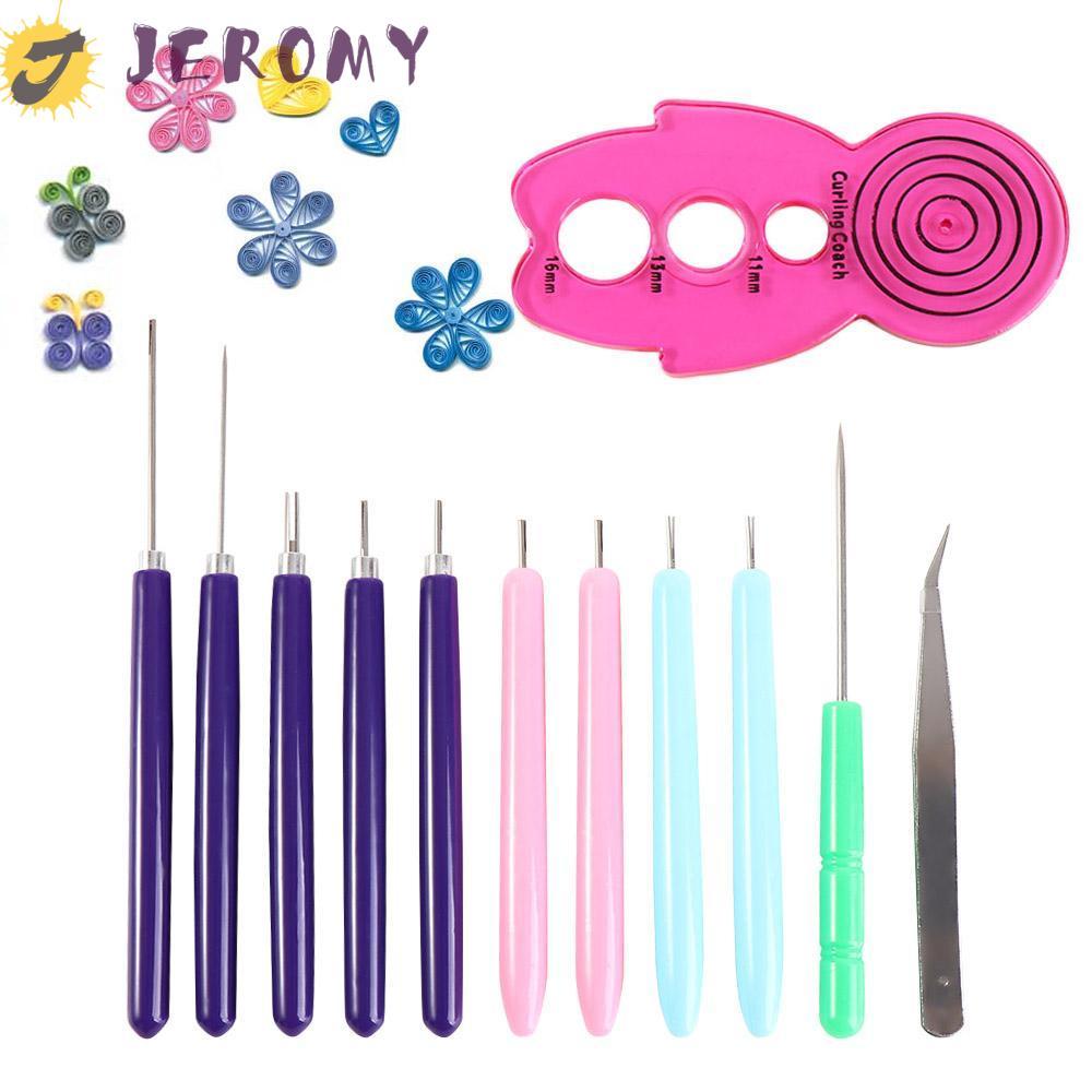 JEROMY 12 ชิ้น Quilling ชุดเข็ม, กระดาษ Curling Quilling Slotted ปากกากระดาษ Quilling เครื่องมือ, ปฏ