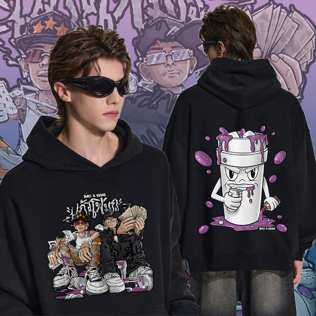 1mill ใหม่ Hoodie สีดำและสีขาว 2 สี 1MILL HOODIE แขนยาวสไตล์ใหม่สำหรับผู้ชาย cotton hoodies M-3XLS-5