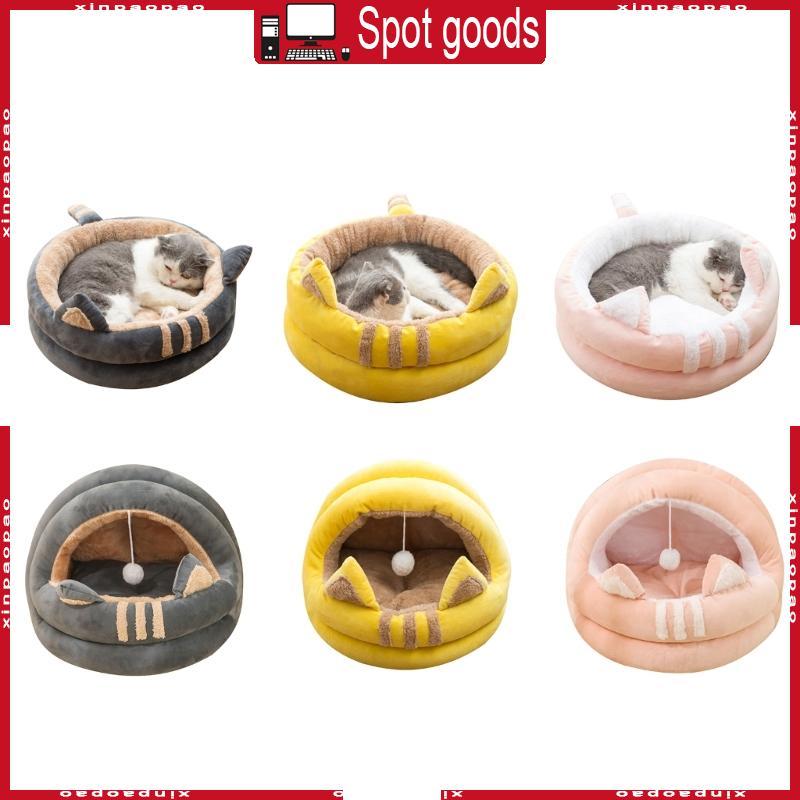 XI ตุ๊กตาแมวฤดูหนาว Warm Sleeping เตียงสําหรับแมวสัตว์เลี้ยงลูกแมว Habitat เบาะเตียงนุ่ม Four Season