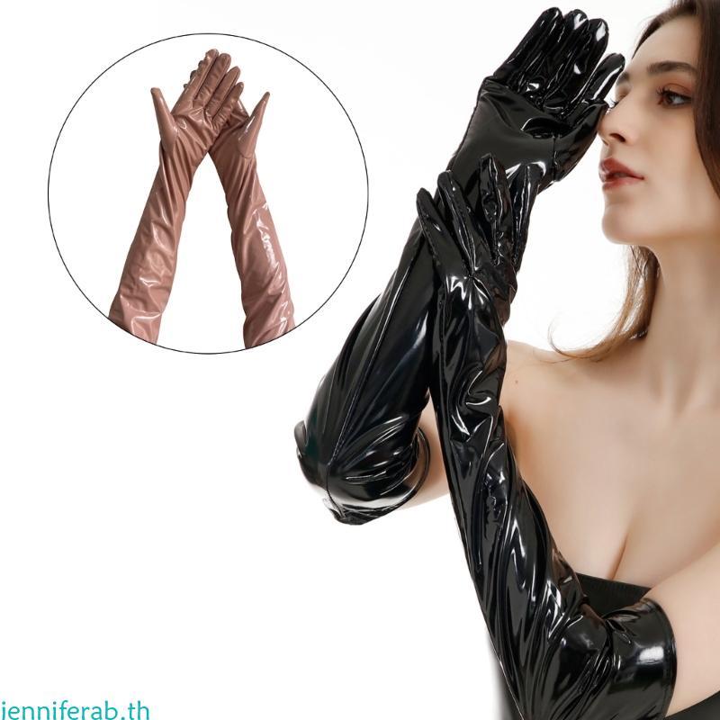 Jenniferab ถุงมือผู้หญิง 1920s ถุงมือเต็มนิ้วเคลือบเงาสําหรับเครื่องแต่งกายคอนเสิร์ตสําหรับ 1920s