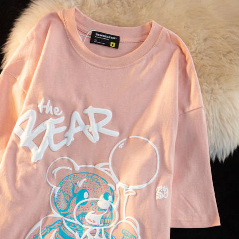 CODSS6018#短袖T恤女设计感小众小熊印花年新款情侣闺蜜oversize上衣2026 8UXG