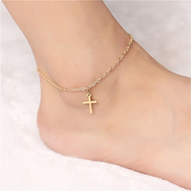 เครื่องประดับ Niche Metal Alloy Cross Anklet Fashion Simple Anklet Simple Anklet20251211
