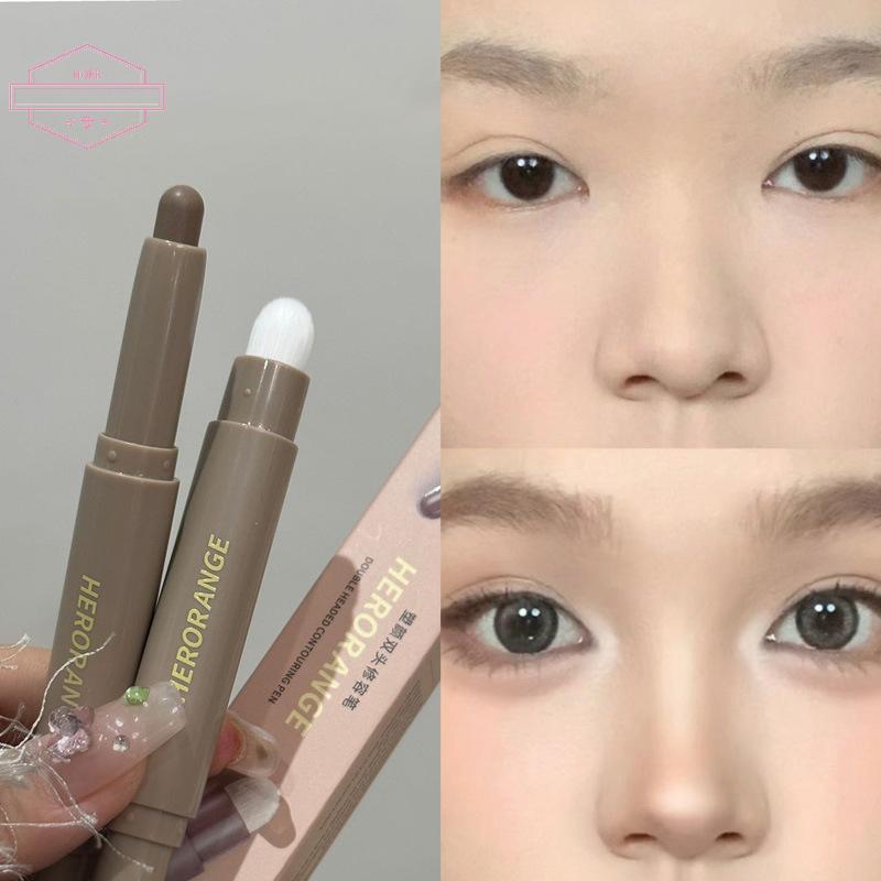 HORK Highlighting & Bronzer Stick: Long Lasting Corrector With Brush, ปากกาคอนซีลเลอร์ Brightening, 