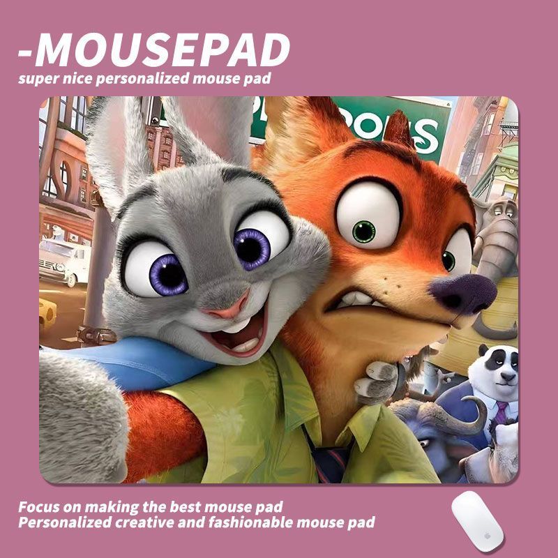 Zootopia Judith Nick Mouse Pad สี่เหลี่ยมเล็กการ์ตูนโต๊ะคอมพิวเตอร์ Pad แผ่นรองเมาส์แบบพกพาสายรัดข้อมือ Pad