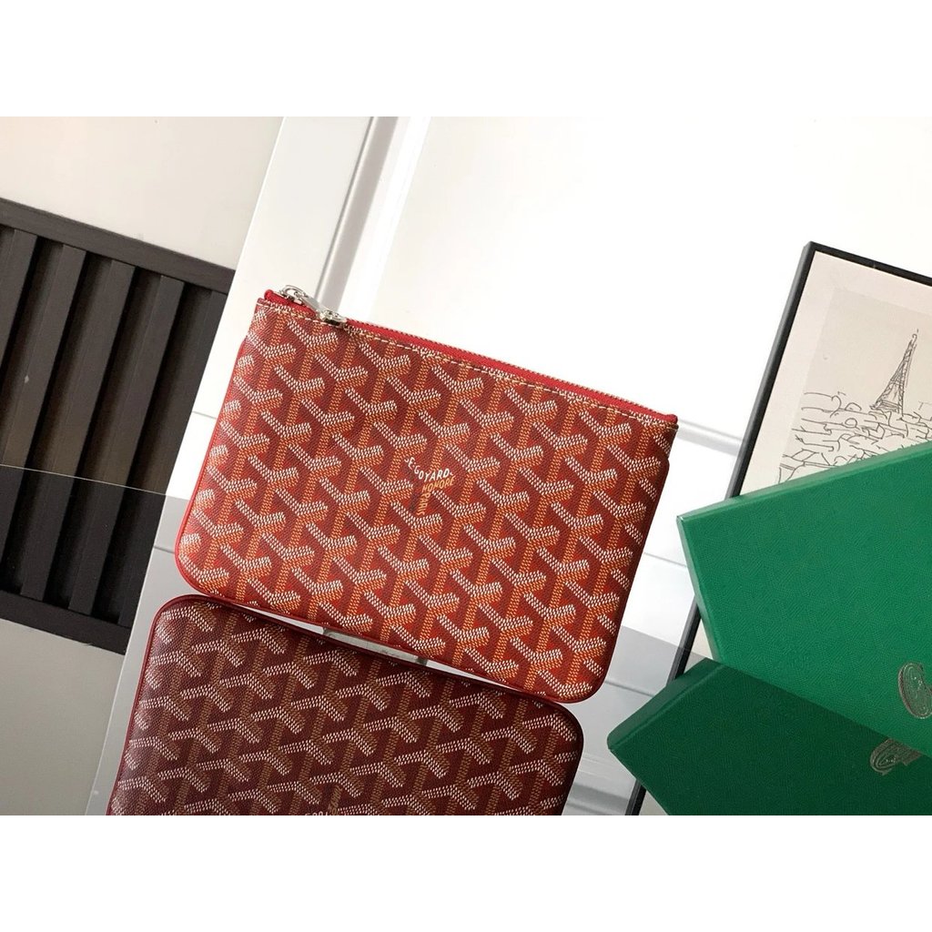 Goyard SENAT กระเป๋าสตางค์คลัทช์สีแดง ขนาดพอดีมือ