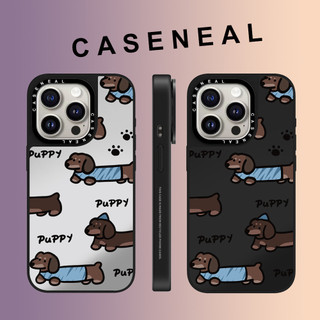 CASENEAL น่ารักไส้กรอกสุนัขลูกสุนัขกระจกใบหน้าโปร่งใสเคสโทรศัพท์สําหรับ iPhone 17 Pro Max 16 ProMax 15Pro 14 Plus 13 12 11 โทรศัพท์กันกระแทกขอบนุ่มฮาร์ดป้องกันกรณี
