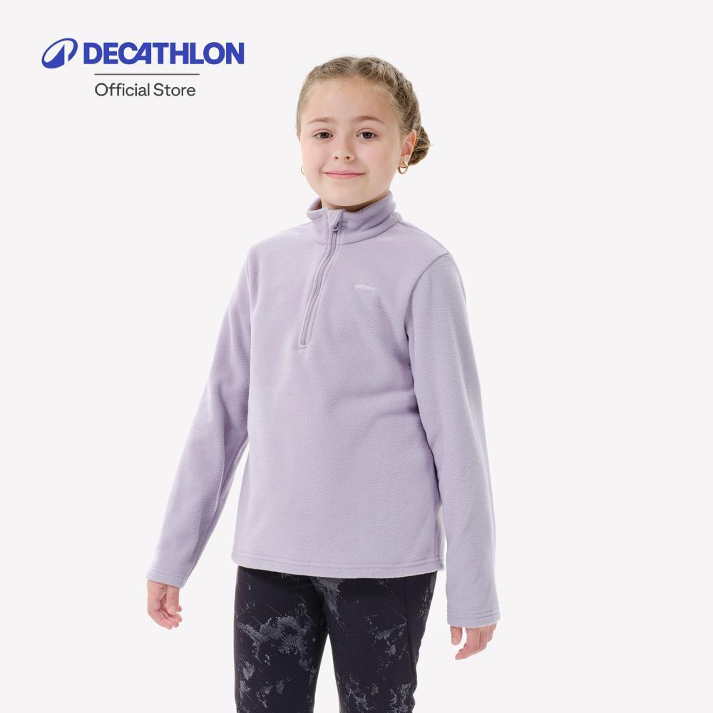 Decathlon Kids’ Hiking Fleece Jacket MH100 Half Zip ເສື້ອຟລີຊ໌ດິນປ່າ ເດັກຍິງ 7-15 ປີ ສີ Purple