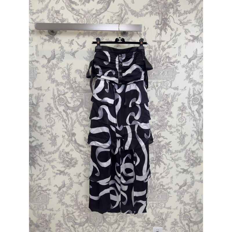 U92I Cha****L Goods25Autumn and Winter New Product Small Fragrance Style Ink Painting Strap Dress Sl