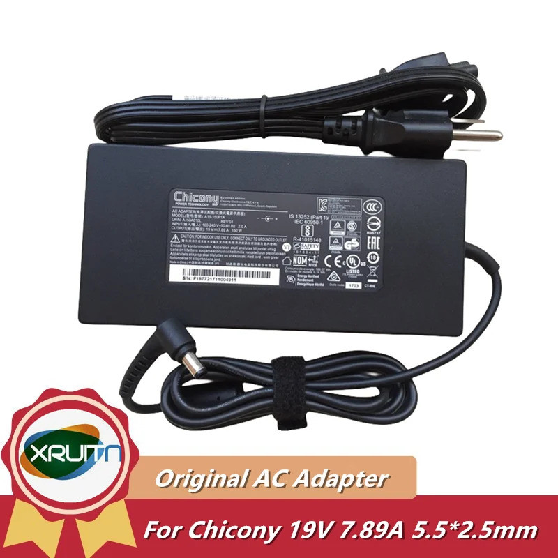 ของแท้ 19V 7.89A 150W A15-150P1A Chicony Charger อะแดปเตอร์ AC สําหรับ CLEVO W650KK1 P651RA NB50TK1 
