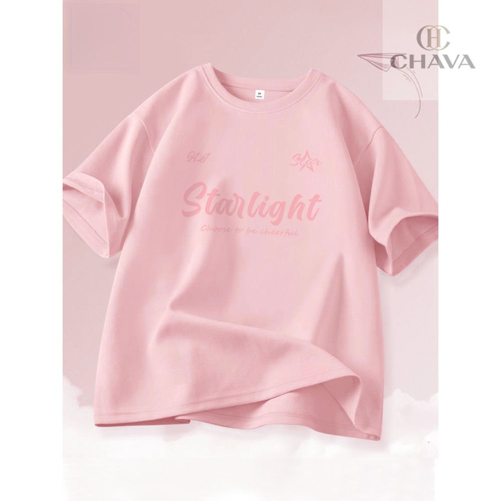 เสื้อยืดแขนสั้นผ้าฝ้ายแท้สีชมพูสวยหวาน ใส่สบาย เหมาะสำหรับผู้หญิง สินค้าขายดีประจำฤดูร้อนปี 2025 เสื้อลำลองน่ารักๆ ราคา ถูกที่สุด ดีลบีเคเค