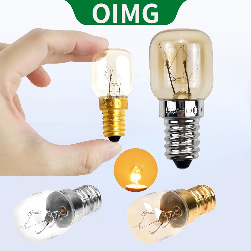OIMG หลอดฮาโลเจน AC 220-240V E14 ทนอุณหภูมิสูง 300 ℃ เตาอบไมโครเวฟหลอดไฟเครื่องครัวหลอดไฟไฟ 15W 25W แสงอุ่น 3000K