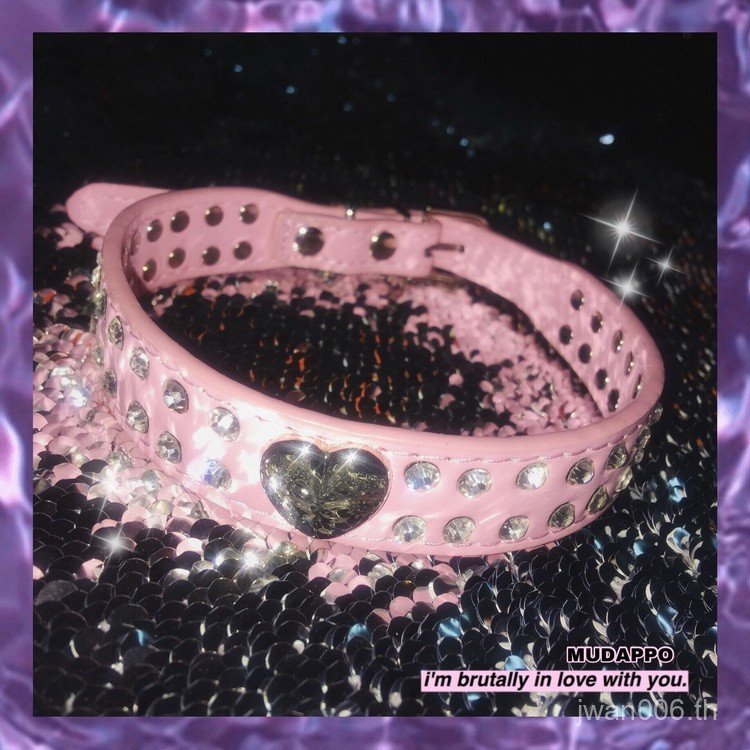 สร้อยคอมากกว่าสองแถว สไตล์พังค์ ประดับเพชร สีชมพูและрозовый сердца - MTN2