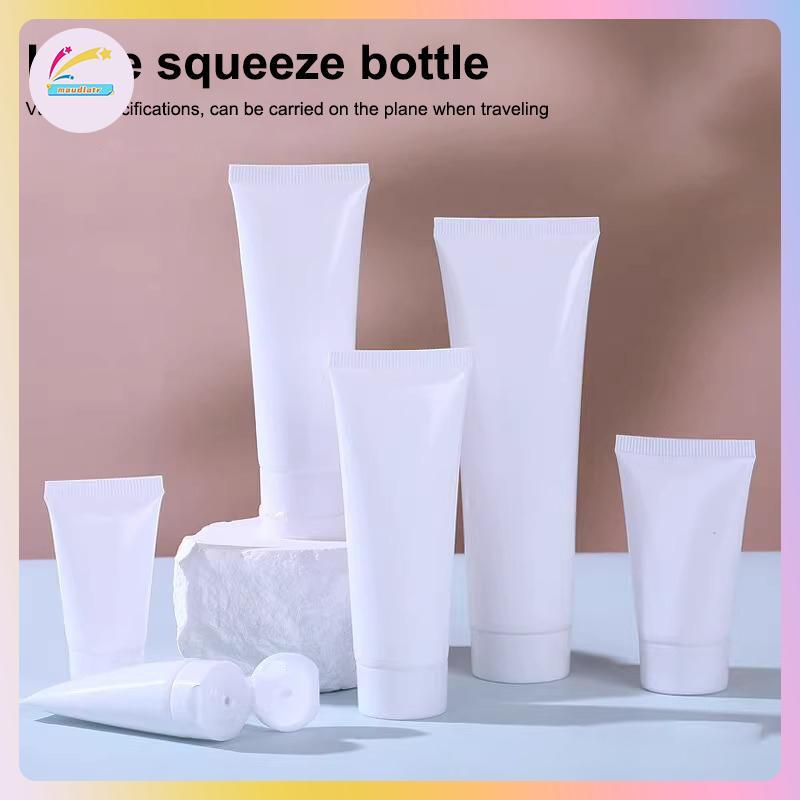 MM 10 ชิ้น 15/20/30/50/100 ml สีขาว Flip Top ที่ว่างเปล่ารีฟิลโลชั่นบีบหลอด Leakproof Travel สําหรับ
