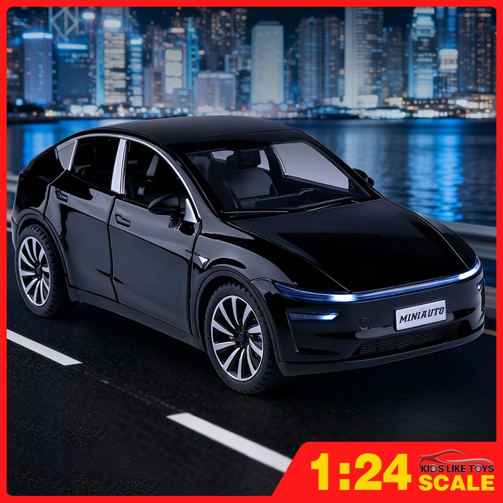 KLT 1:24 Tesla รุ่น Y Diecast รุ่นรถโลหะผสมรถของเล่นคอลเลกชันของขวัญสําหรับเด็กเด็กผู้หญิง